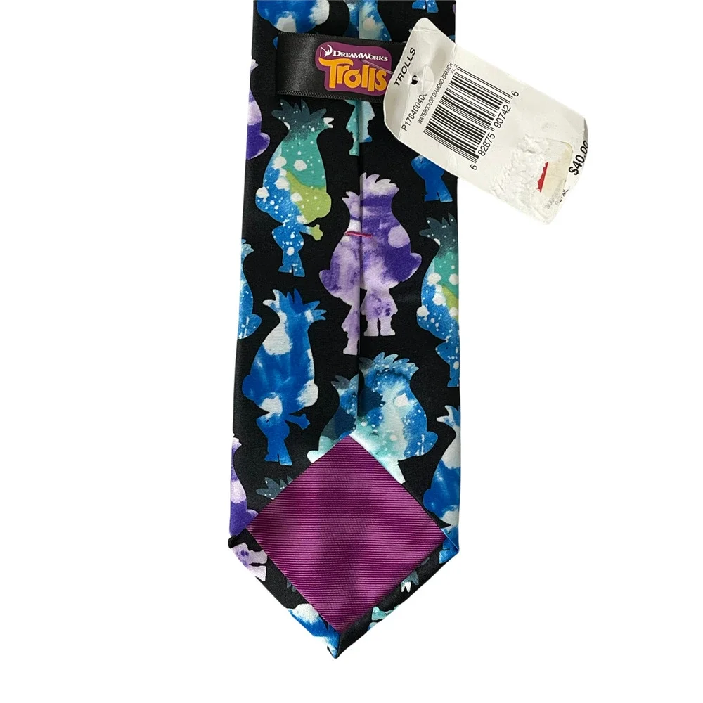 Trolls Dream Works Mens Tie Watercolor Diamond Branch Multi‎ Trolls 58L X 3.25W